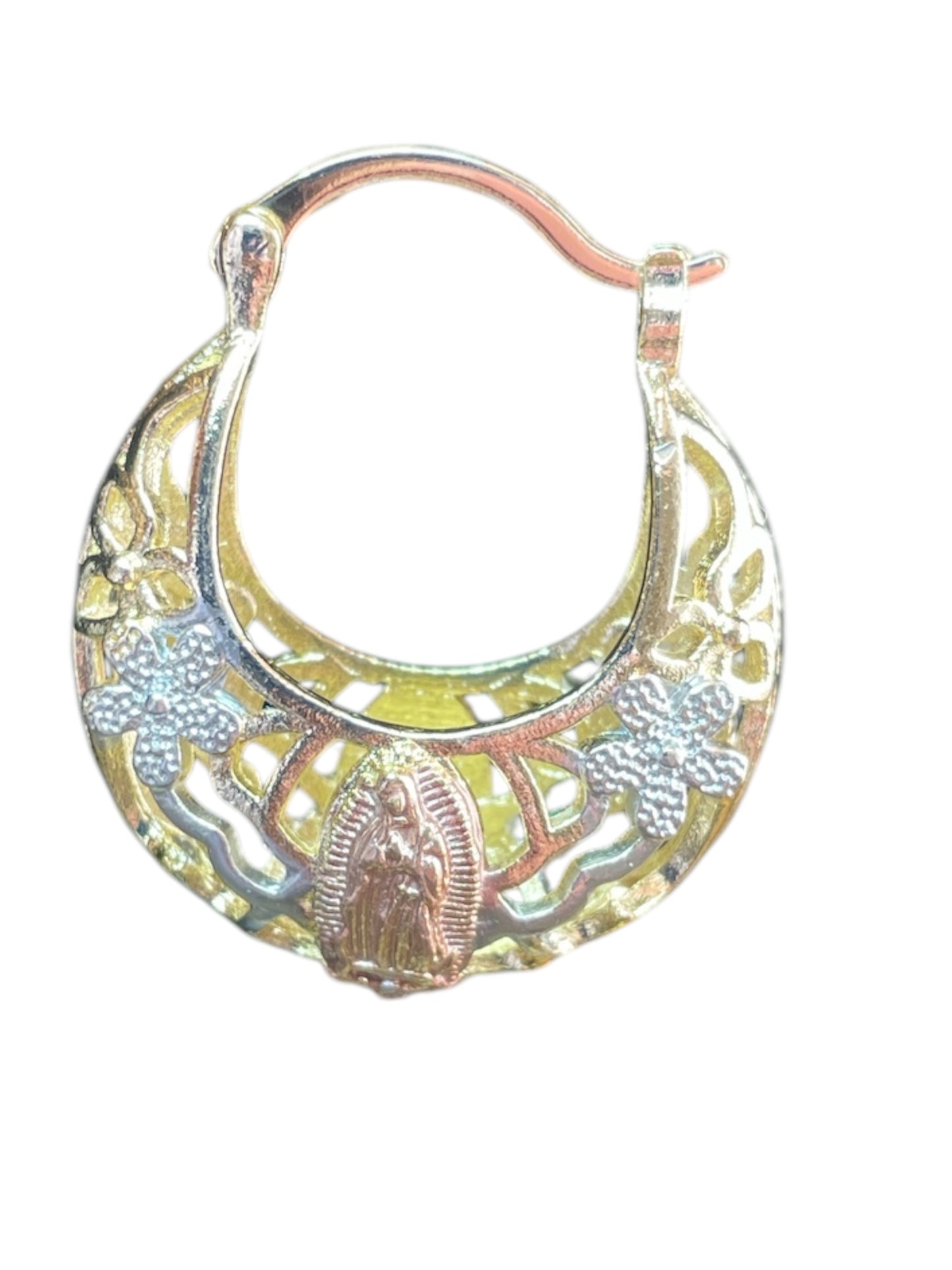 Virgin Marry Tricolor Gold-Plated Basket Earrings
