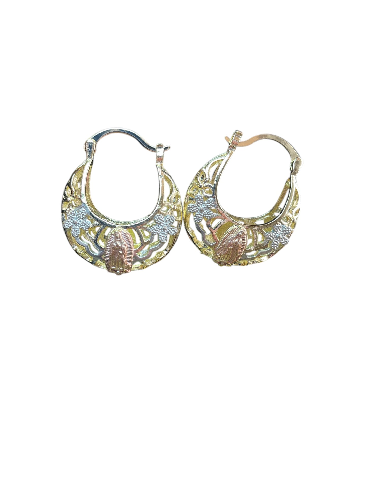 Virgin Marry Tricolor Gold-Plated Basket Earrings