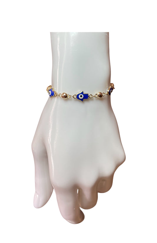 Hamsa With Evil Eye Gold Plated Bracelet