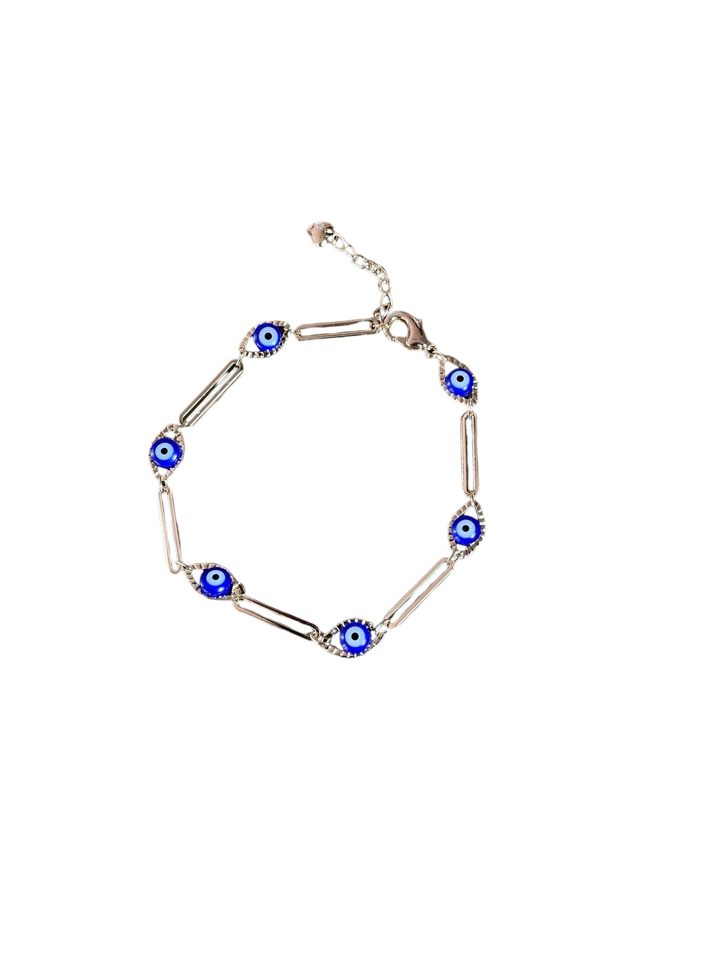 Evil Eye Blue Paper Clip Bracelet