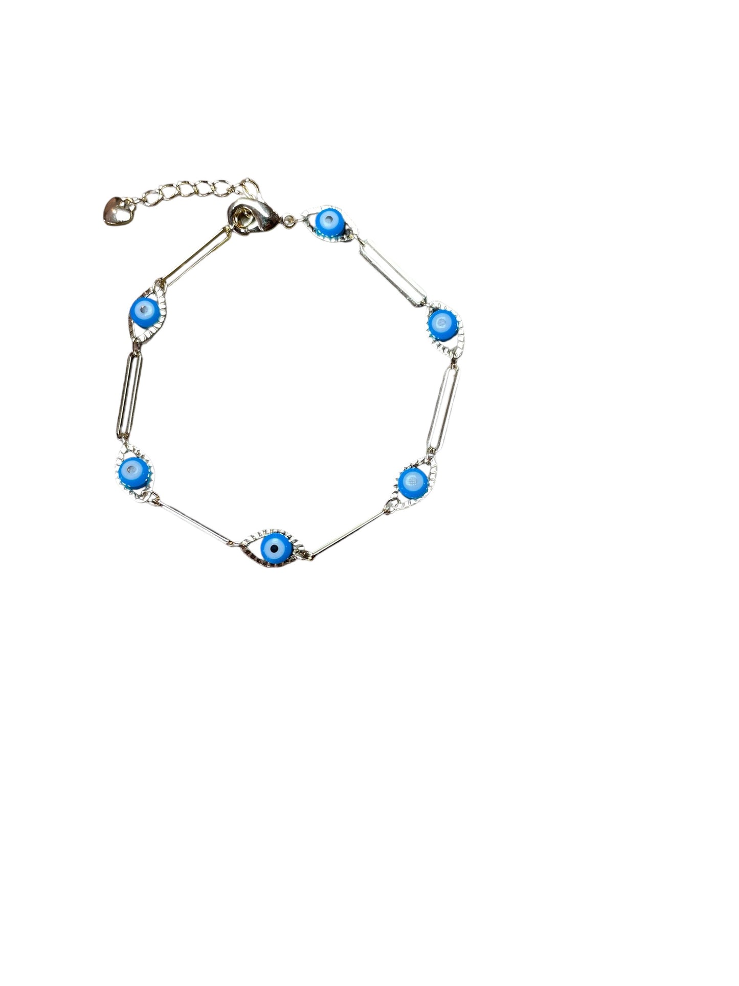 Evil Eye Light Blue Paper Clip Bracelet