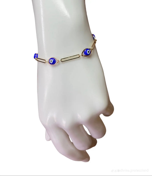 Evil Eye Blue Paper Clip Bracelet