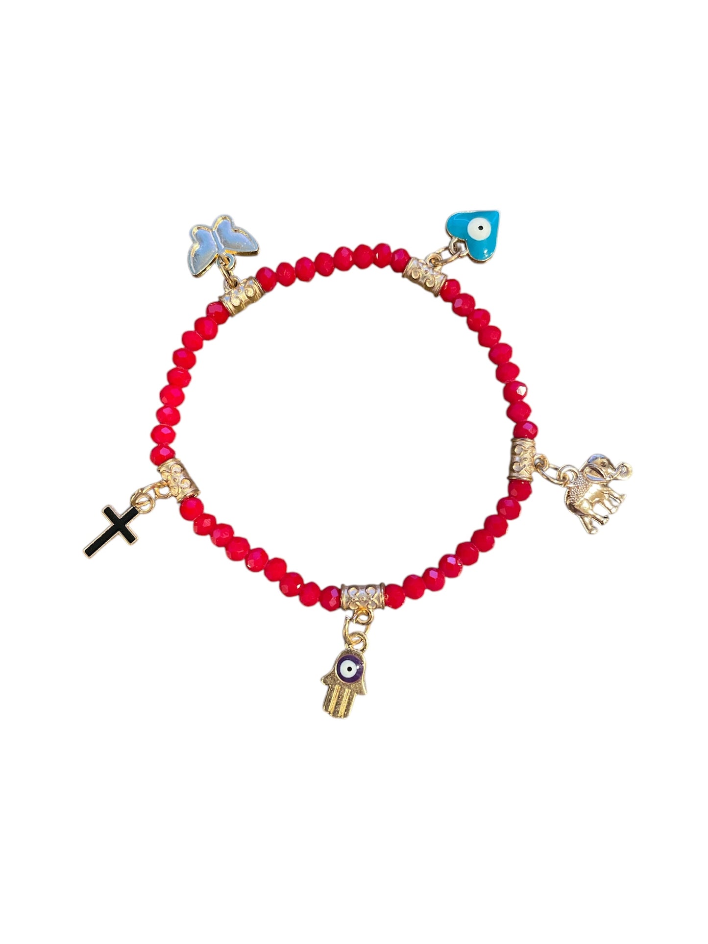 Evil Eye Hamsa Hand Beaded Stretch Bracelet