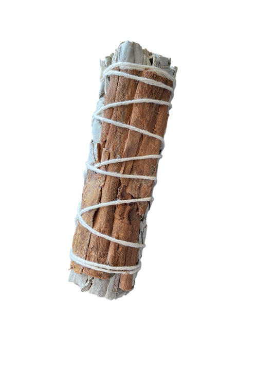 White sage & cinnamon smudge stick