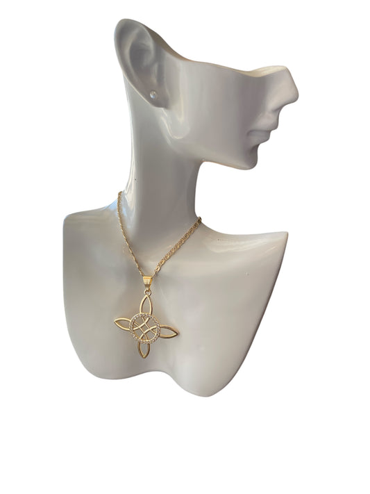 Gold Plated Witch Knot Necklace, Nudo de Bruja Pendant,