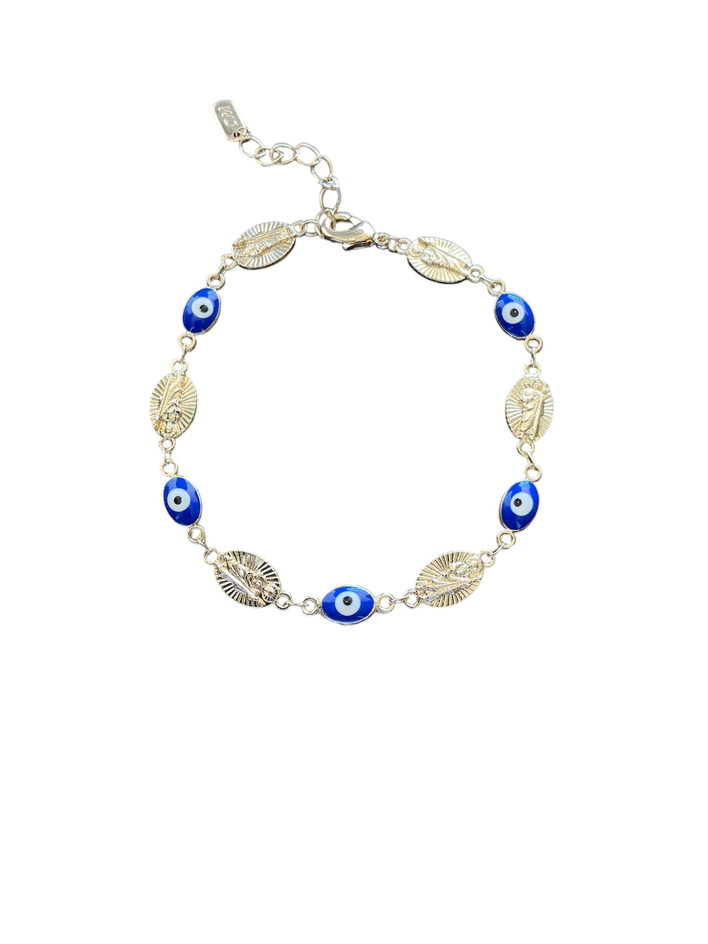 San Judas & Evil Eye Gold Plated Bracelet