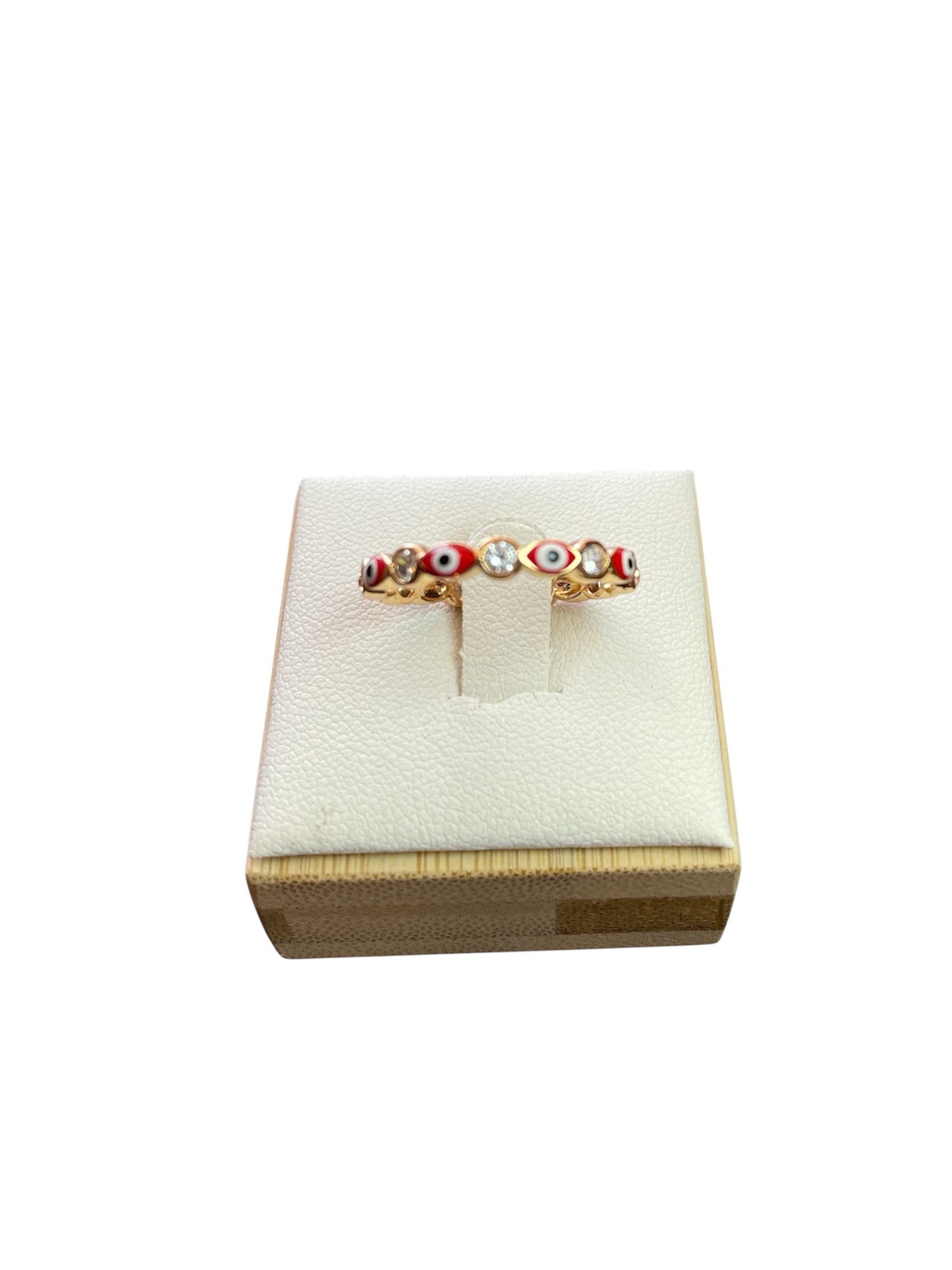 Evil Eye Red Gold Plated Ring