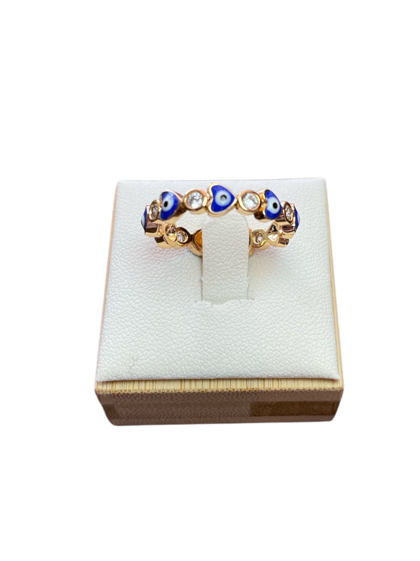 Evil Eye Blue Heart Gold Plated Ring