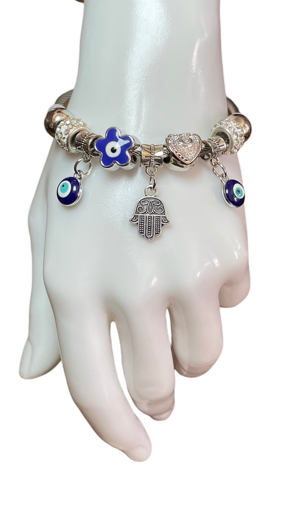 Evil Eye & Hamsa Hand Stainless Steel Bracelet